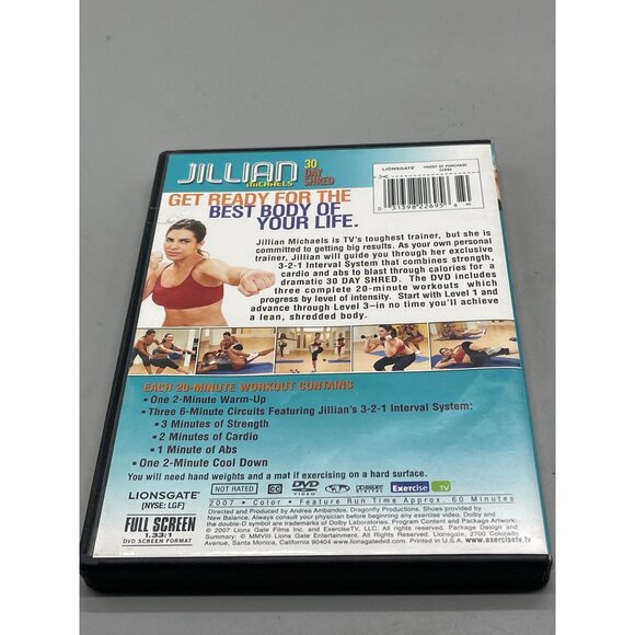 30 day shred DVD Jillian Michaels 3 workouts 2007 60 minutes liongate READ - Picture 2 of 3